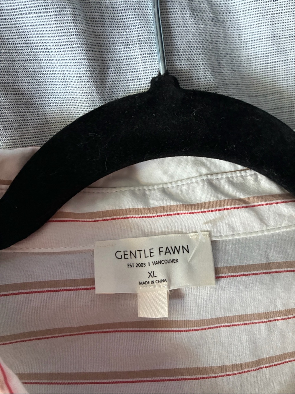 Gentle Fawn Cream 100% Cotton Button-Up Shirt with light Brown and pink Stripes - Picture 4 of 5